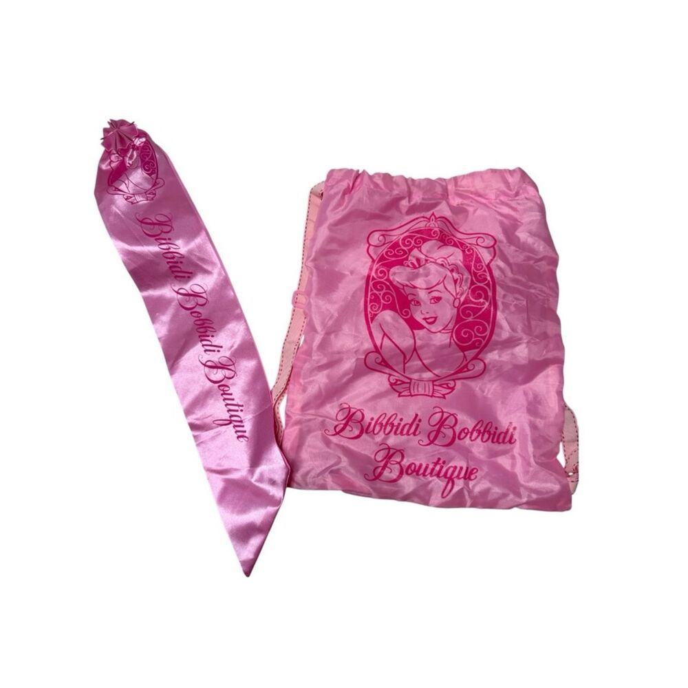 Bibbidi Bobbidi Boutique Pink‎ Drawstring Bag & Sash.